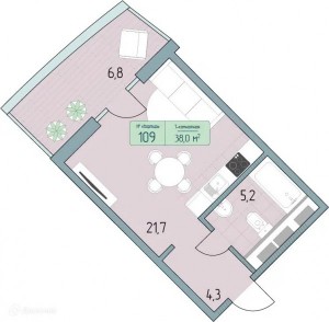студия - 38 кв.м.
